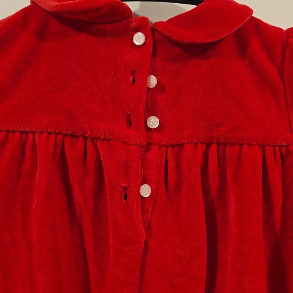 Ralph Lauren 18 Months Baby Girl Holiday Christmas Red Velvet‎ Collared Dress​